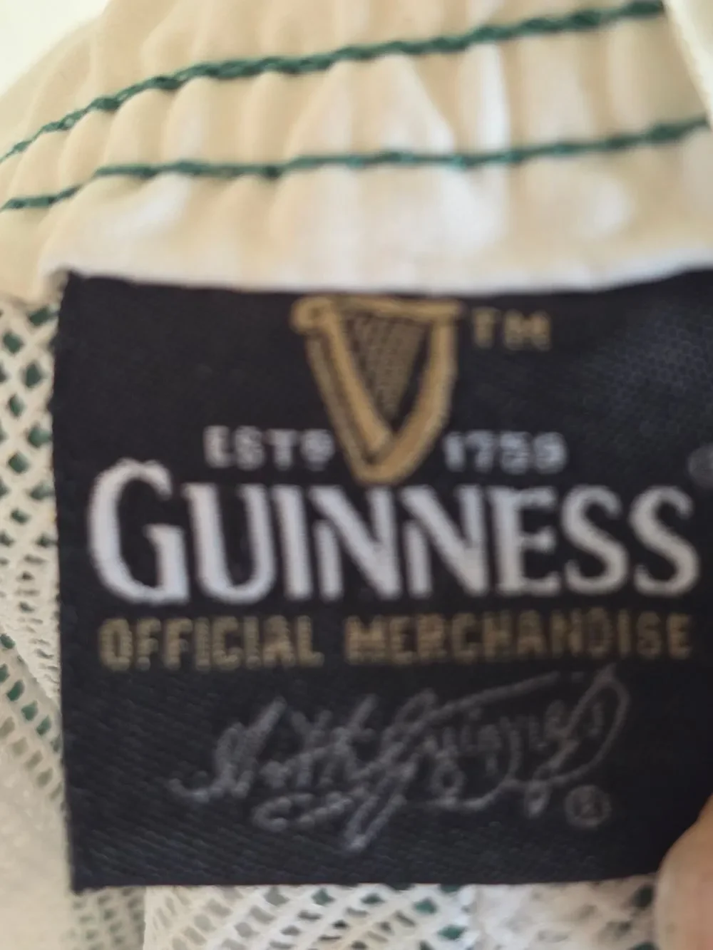 Men's Guinness Green Swim Trunks with White Contrast and Shamrock, Size XXL